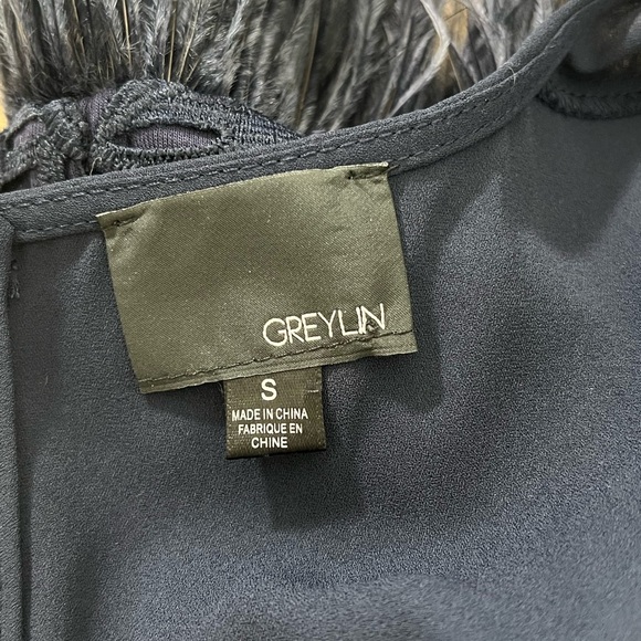 Anthropologie navy blue Feathered Fringe lace sleeveless Top by Greylin size S - Picture 11 of 11